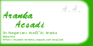 aranka acsadi business card